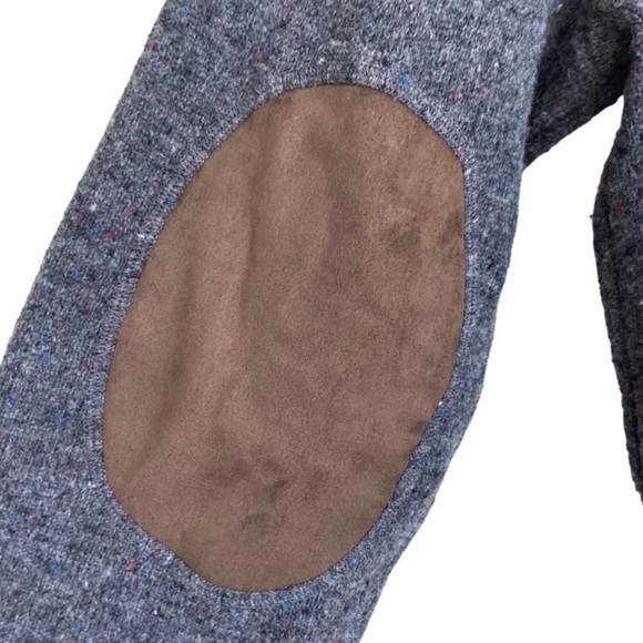 Tom James 1/4 Zip Merino Wool Sweater Grey with Speckles Elbow Patches Casual M - Picture 6 of 16